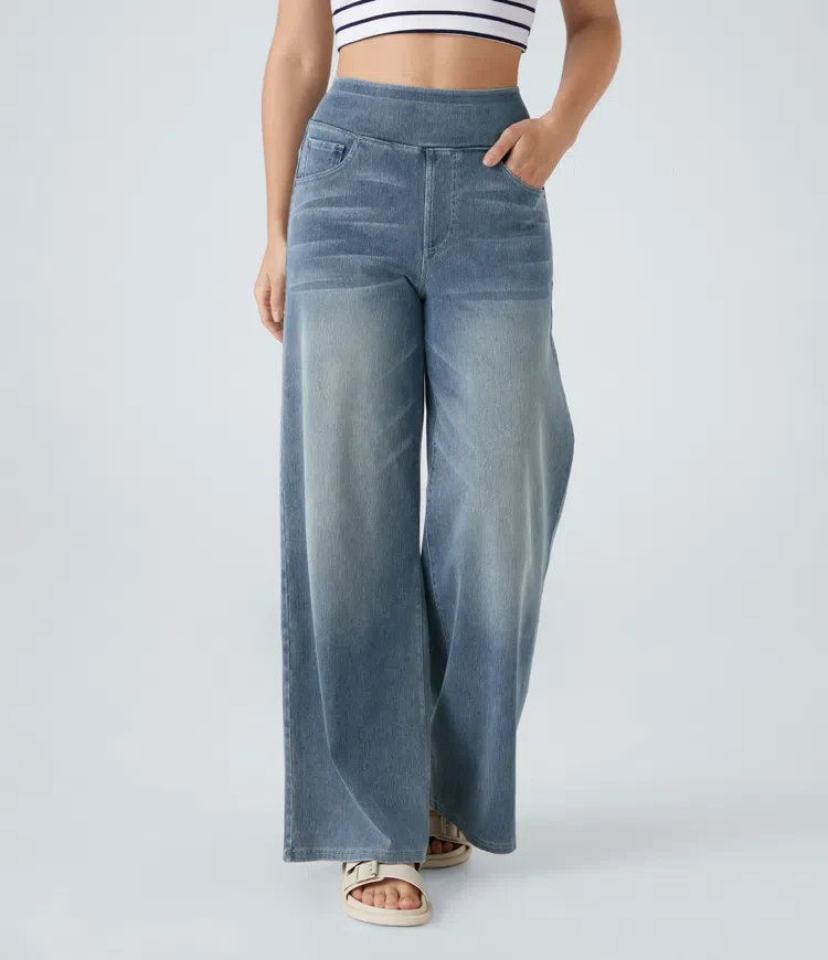 Super Stretch High-Waisted Wide Leg Jeans - Image 36