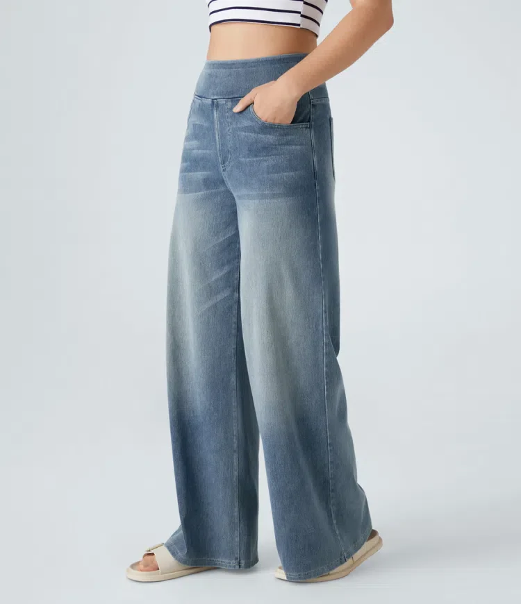 Super Stretch High-Waisted Wide Leg Jeans - Image 37