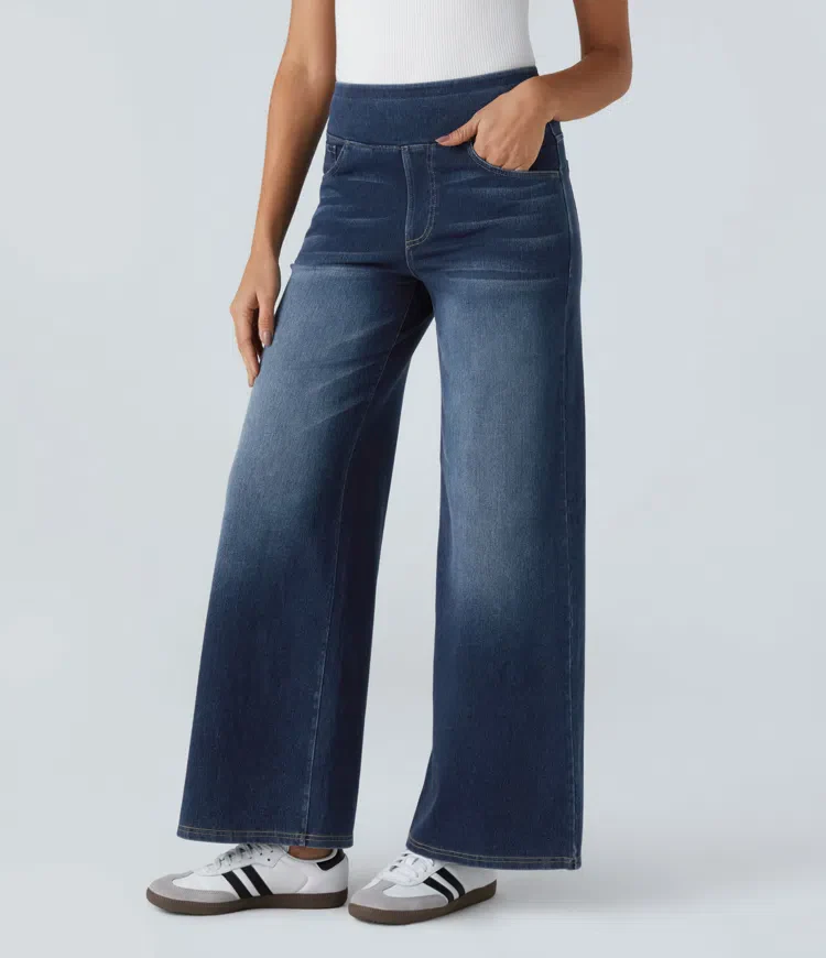 Super Stretch High-Waisted Wide Leg Jeans - Image 6