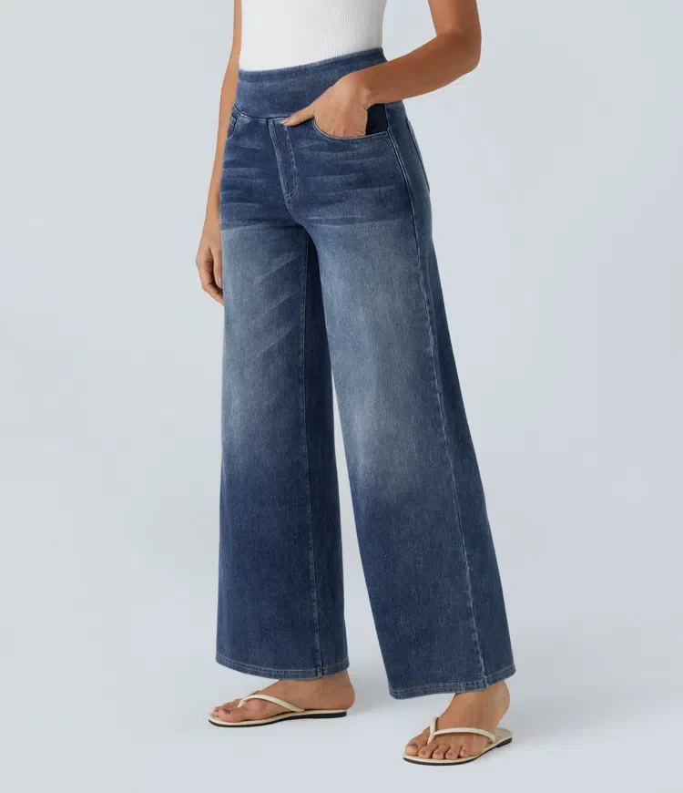 Super Stretch High-Waisted Wide Leg Jeans - Image 9