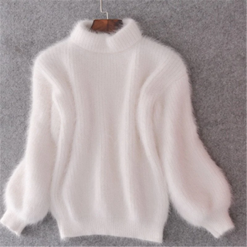 Loose Solid Color Knit Sweater - Vintage Angora Sweater - Image 2