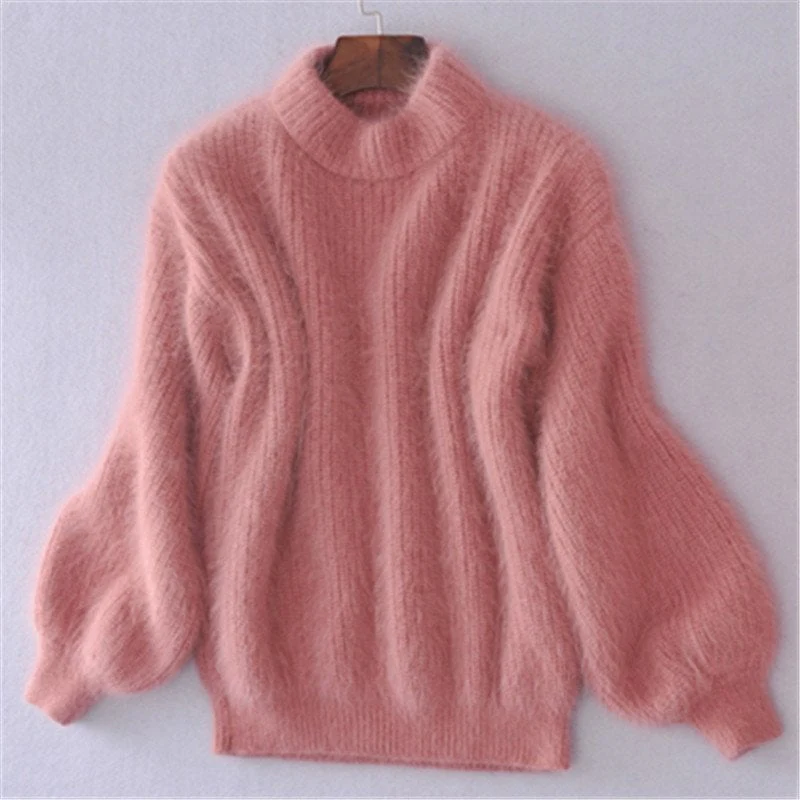 Loose Solid Color Knit Sweater - Vintage Angora Sweater - Image 3