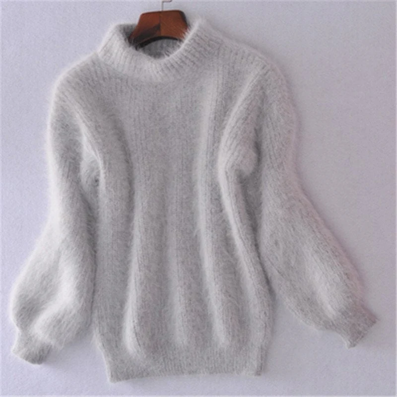 Loose Solid Color Knit Sweater - Vintage Angora Sweater - Image 4
