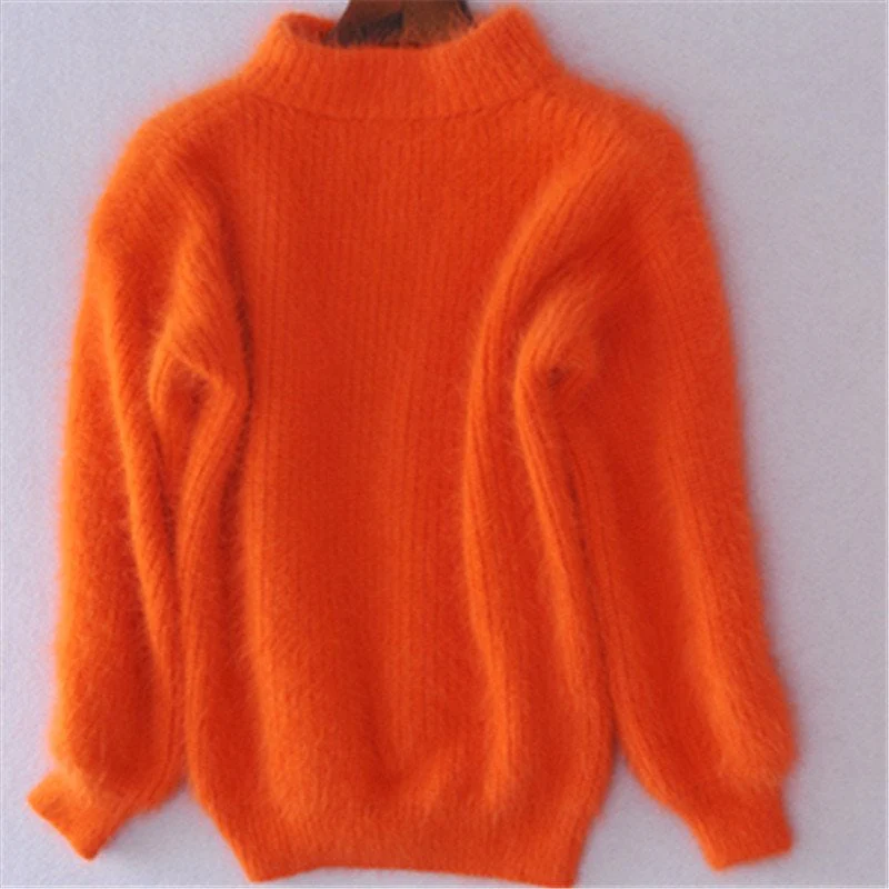 Loose Solid Color Knit Sweater - Vintage Angora Sweater - Image 6