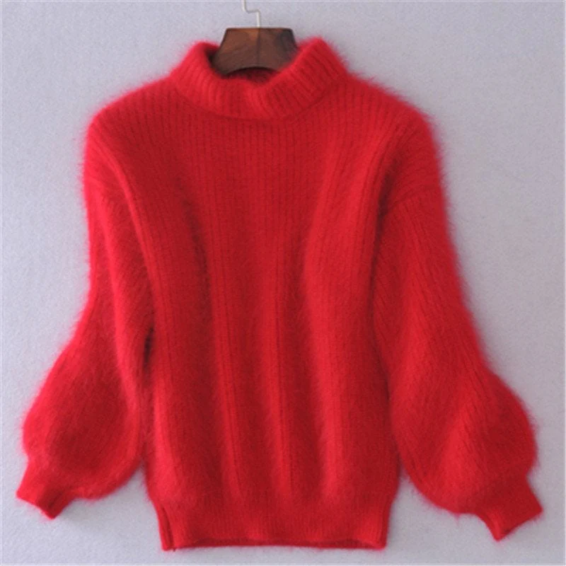 Loose Solid Color Knit Sweater - Vintage Angora Sweater - Image 8