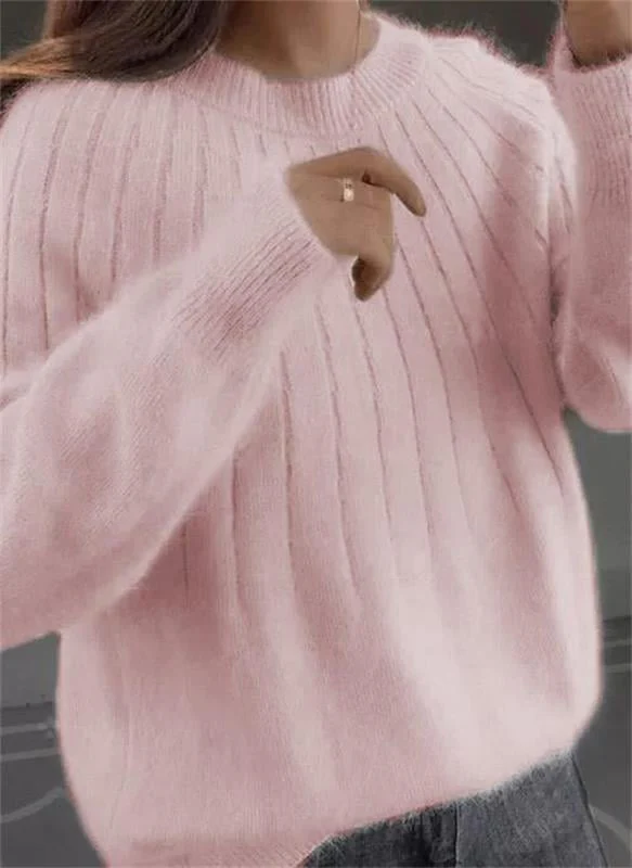 Cashmere Solid Color Fluffy Knitting Sweater - Image 3