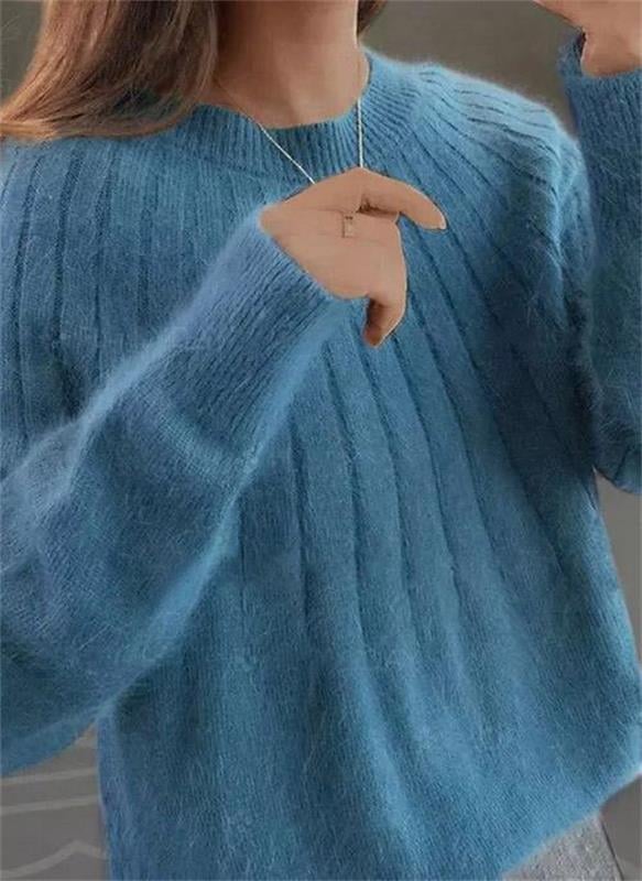 Cashmere Solid Color Fluffy Knitting Sweater - Image 4