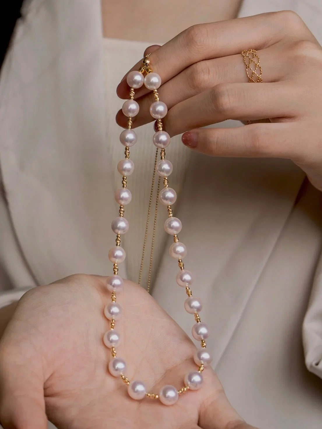 Thames Freshwater Pearl Necklace | 24k Gold Plated Copper - Image 2