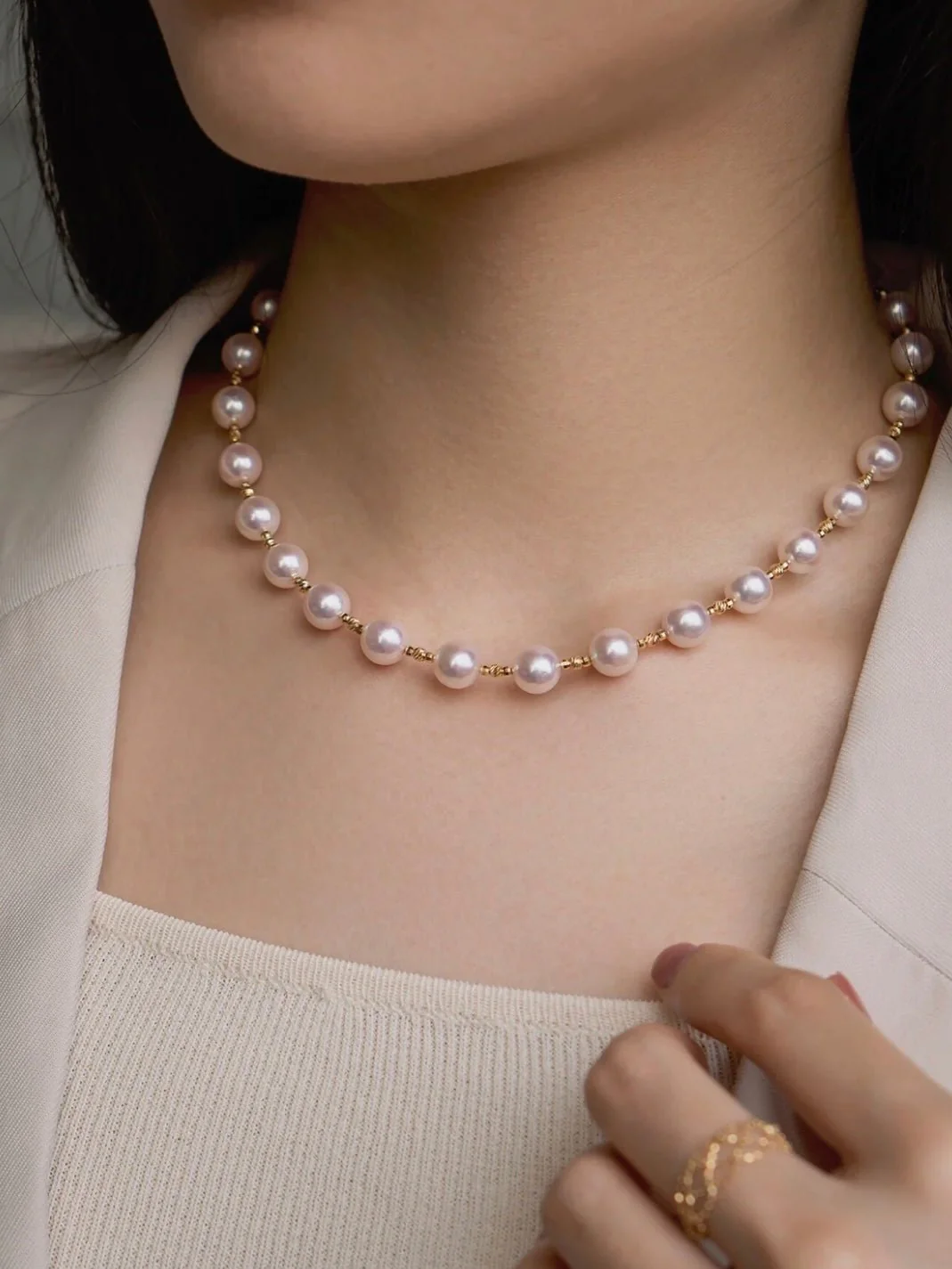 Thames Freshwater Pearl Necklace | 24k Gold Plated Copper - Image 4