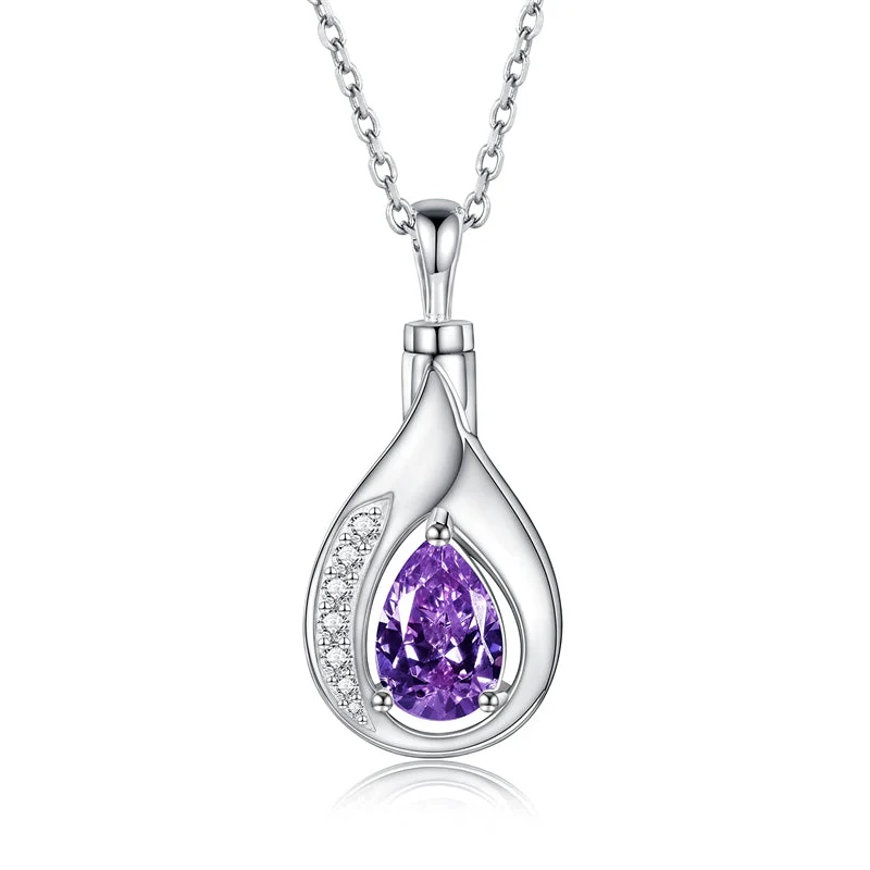 Teardrop Urn Necklace for Ashes Sterling Silver Crystal Cremation Memorial Keepake Funeral Necklace Jewelry for Women - Image 10