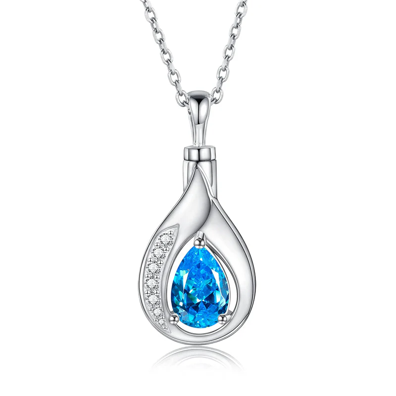 Teardrop Urn Necklace for Ashes Sterling Silver Crystal Cremation Memorial Keepake Funeral Necklace Jewelry for Women - Image 11