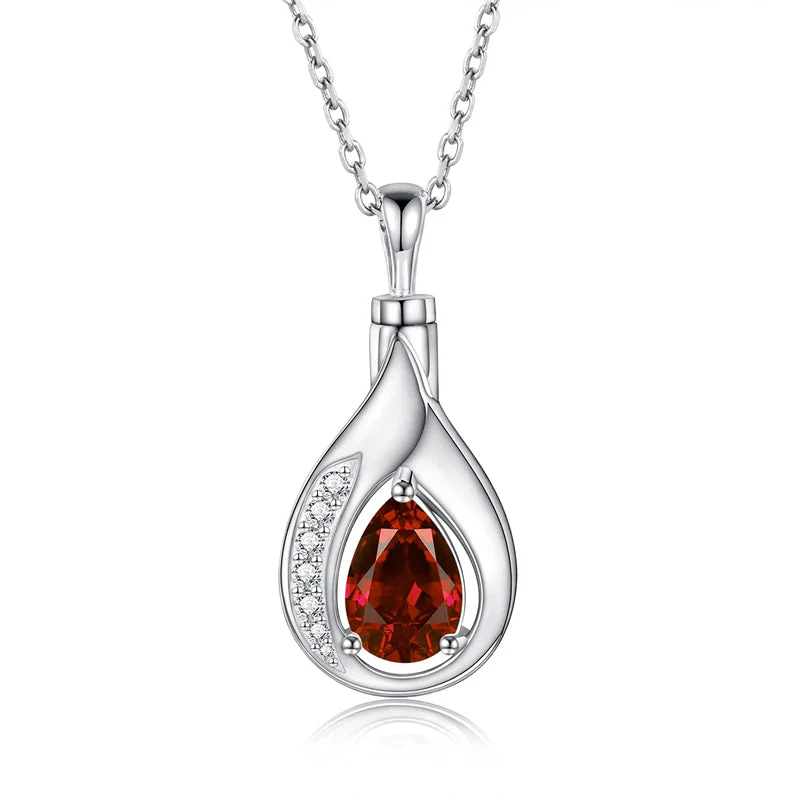 Teardrop Urn Necklace for Ashes Sterling Silver Crystal Cremation Memorial Keepake Funeral Necklace Jewelry for Women - Image 12