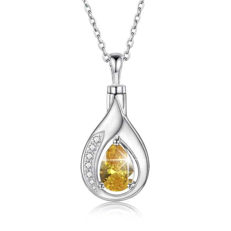 Teardrop Urn Necklace for Ashes Sterling Silver Crystal Cremation Memorial Keepake Funeral Necklace Jewelry for Women - Image 13