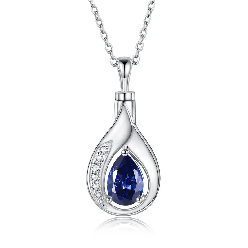 Teardrop Urn Necklace for Ashes Sterling Silver Crystal Cremation Memorial Keepake Funeral Necklace Jewelry for Women - Image 14