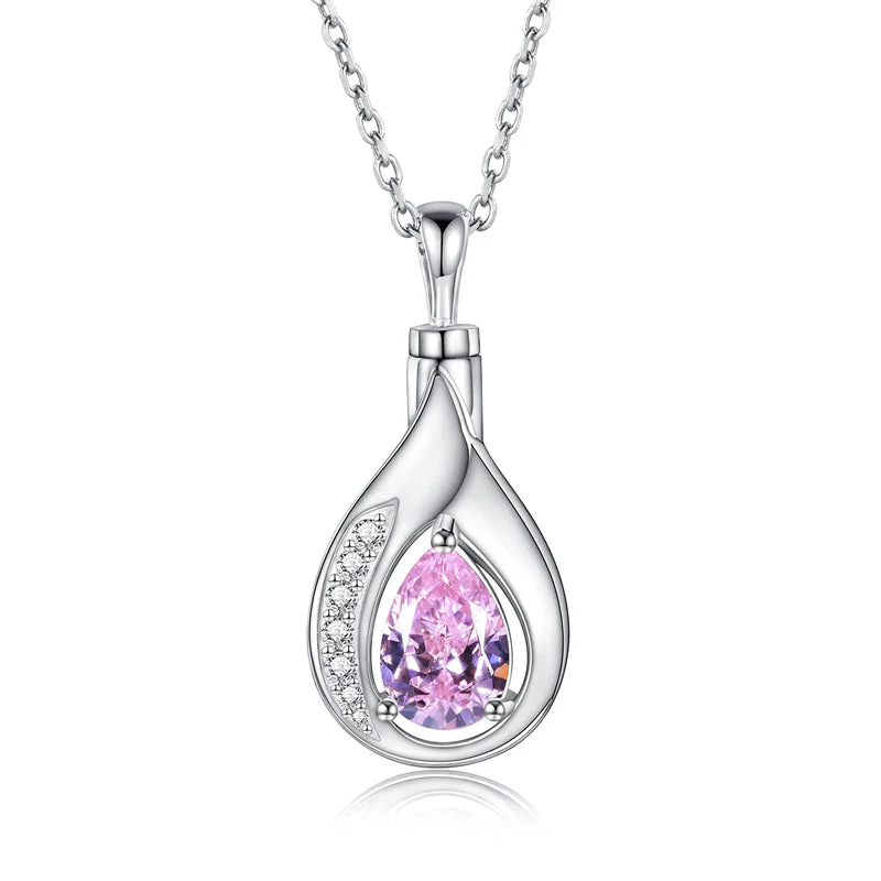 Teardrop Urn Necklace for Ashes Sterling Silver Crystal Cremation Memorial Keepake Funeral Necklace Jewelry for Women - Image 15