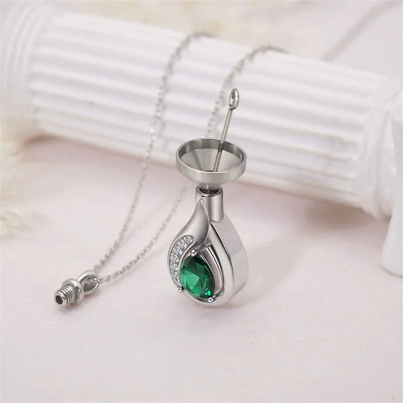 Teardrop Urn Necklace for Ashes Sterling Silver Crystal Cremation Memorial Keepake Funeral Necklace Jewelry for Women - Image 5