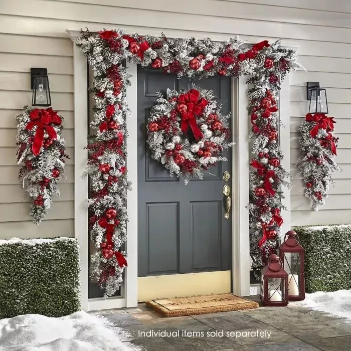 The Cordless Prelit Red And White Holiday Trim - Image 10