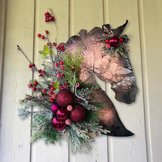 Christmas Dressage Wood HorseHead - Image 4