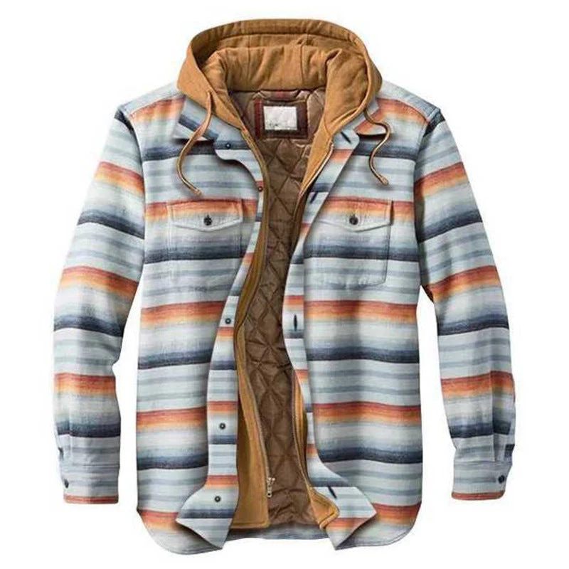 MEN'S CASUAL OUTDOOR THICK PLAID FASHION WIND HOODED - Image 10