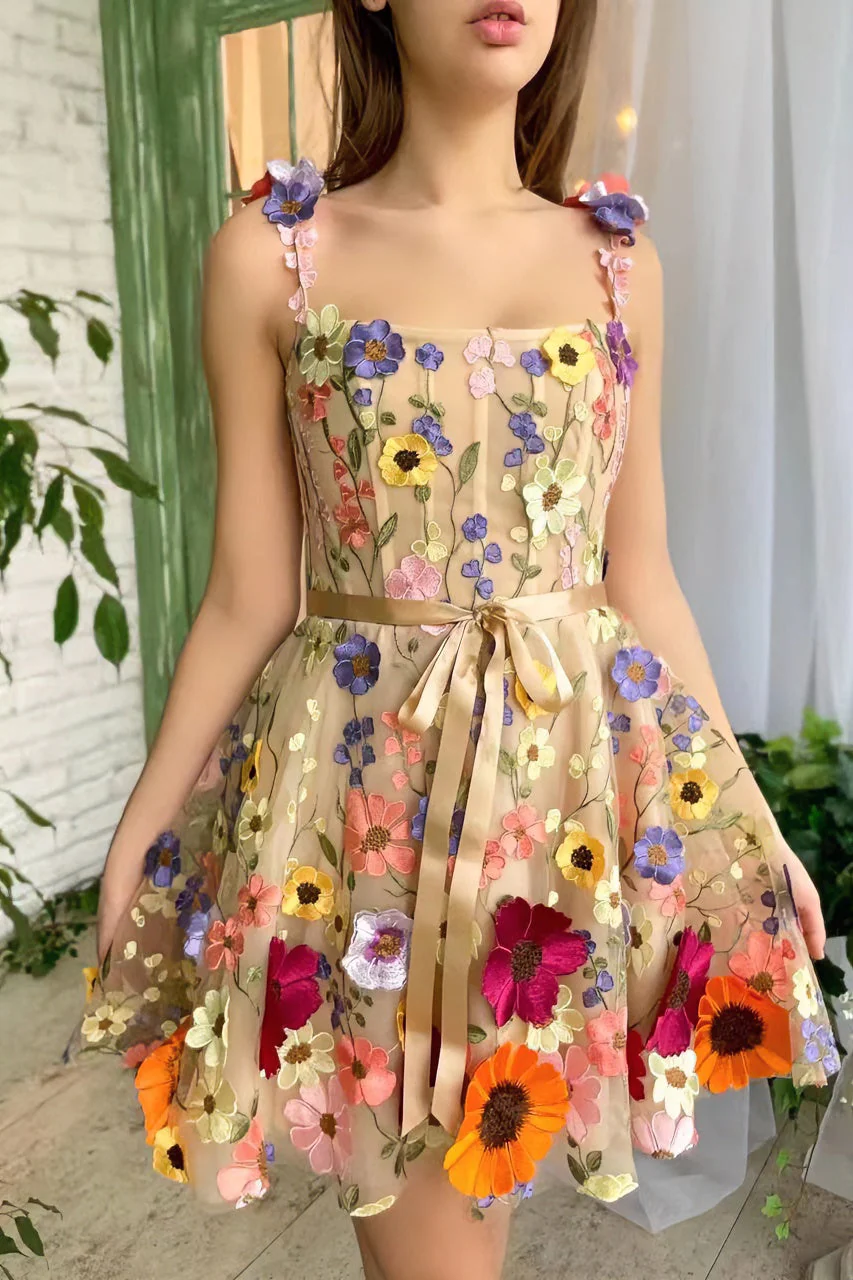 loveedsTM-Three-dimensional flower embroidery hip-hugging sexy dress - Image 2