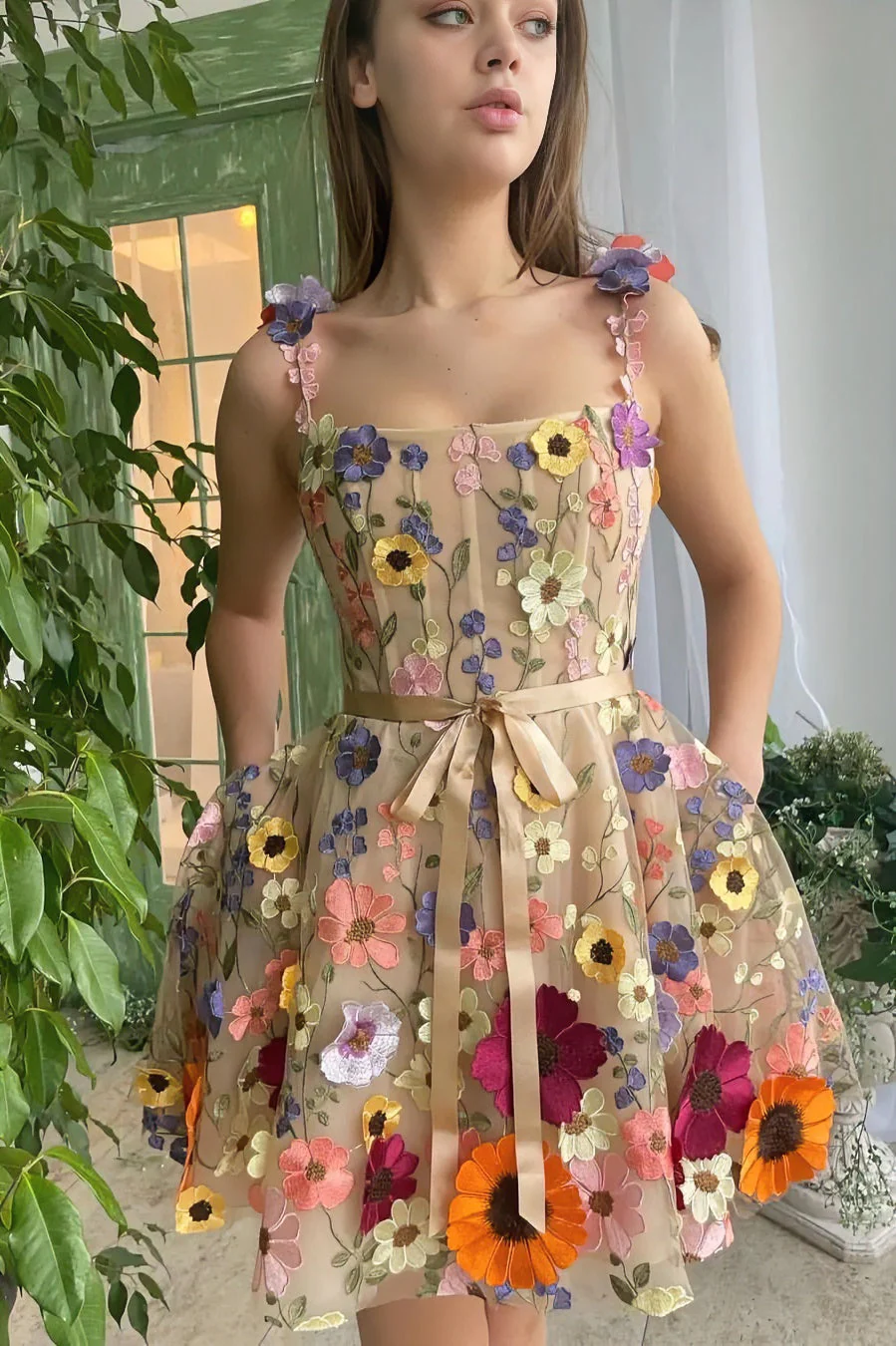 loveedsTM-Three-dimensional flower embroidery hip-hugging sexy dress - Image 4