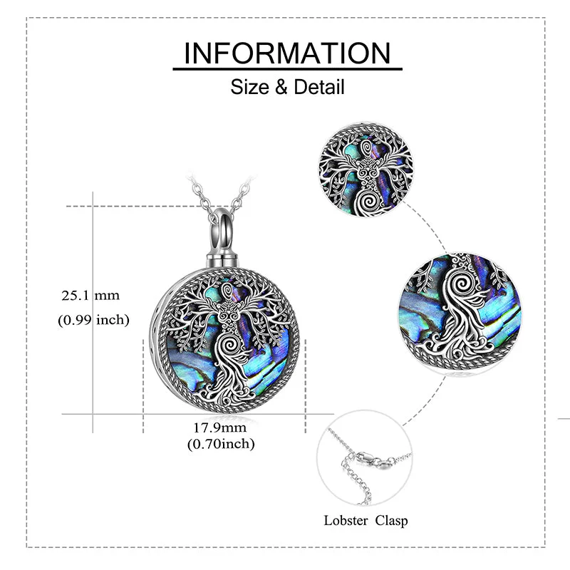 Tree of Life Urn Necklaces for Ashes Sterling Silver Abalone Shell Tree of Life Cremation Jewelry Memory Jewelry for Women Men - Image 10