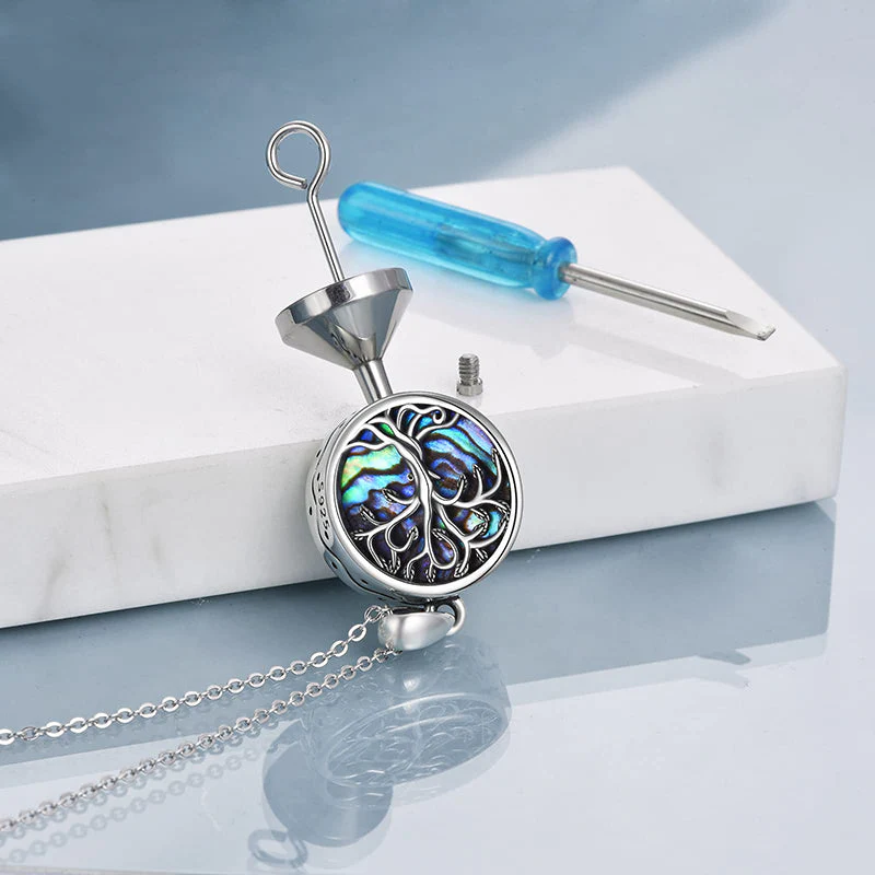 Tree of Life Urn Necklaces for Ashes Sterling Silver Abalone Shell Tree of Life Cremation Jewelry Memory Jewelry for Women Men - Image 13