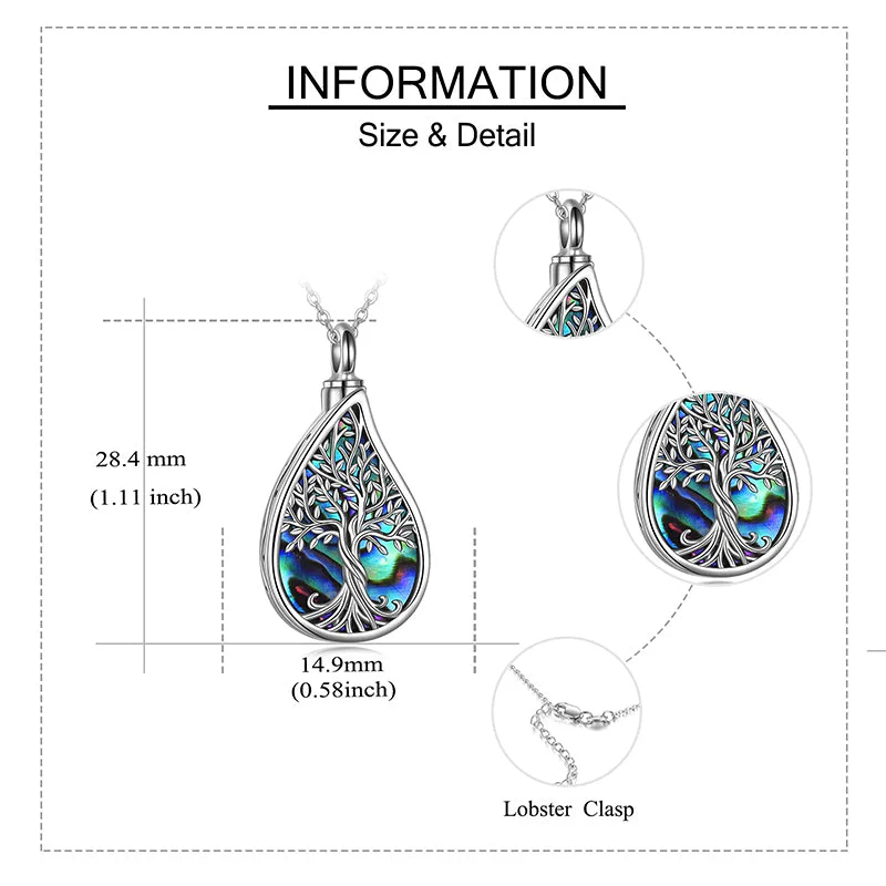 Tree of Life Urn Necklaces for Ashes Sterling Silver Abalone Shell Tree of Life Cremation Jewelry Memory Jewelry for Women Men - Image 18
