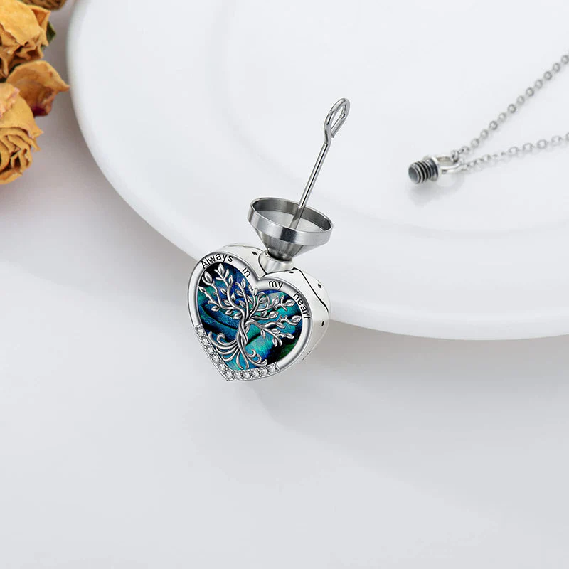Tree of Life Urn Necklaces for Ashes Sterling Silver Abalone Shell Tree of Life Cremation Jewelry Memory Jewelry for Women Men - Image 21