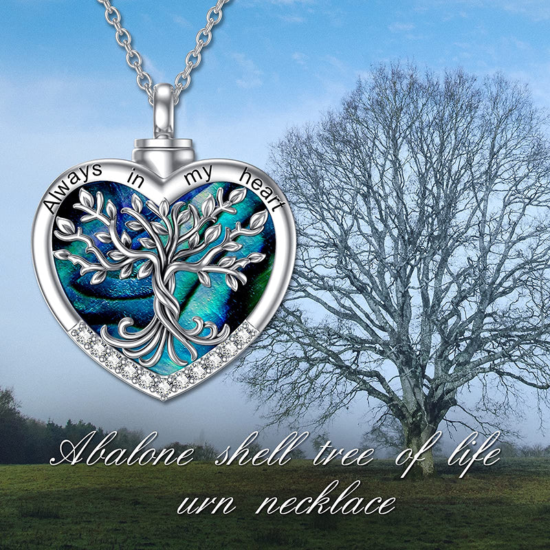 Tree of Life Urn Necklaces for Ashes Sterling Silver Abalone Shell Tree of Life Cremation Jewelry Memory Jewelry for Women Men - Image 22
