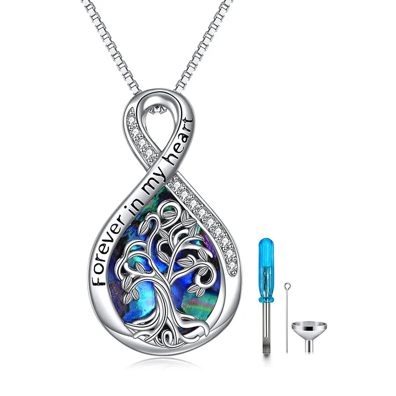 Tree of Life Urn Necklaces for Ashes Sterling Silver Abalone Shell Tree of Life Cremation Jewelry Memory Jewelry for Women Men - Image 24