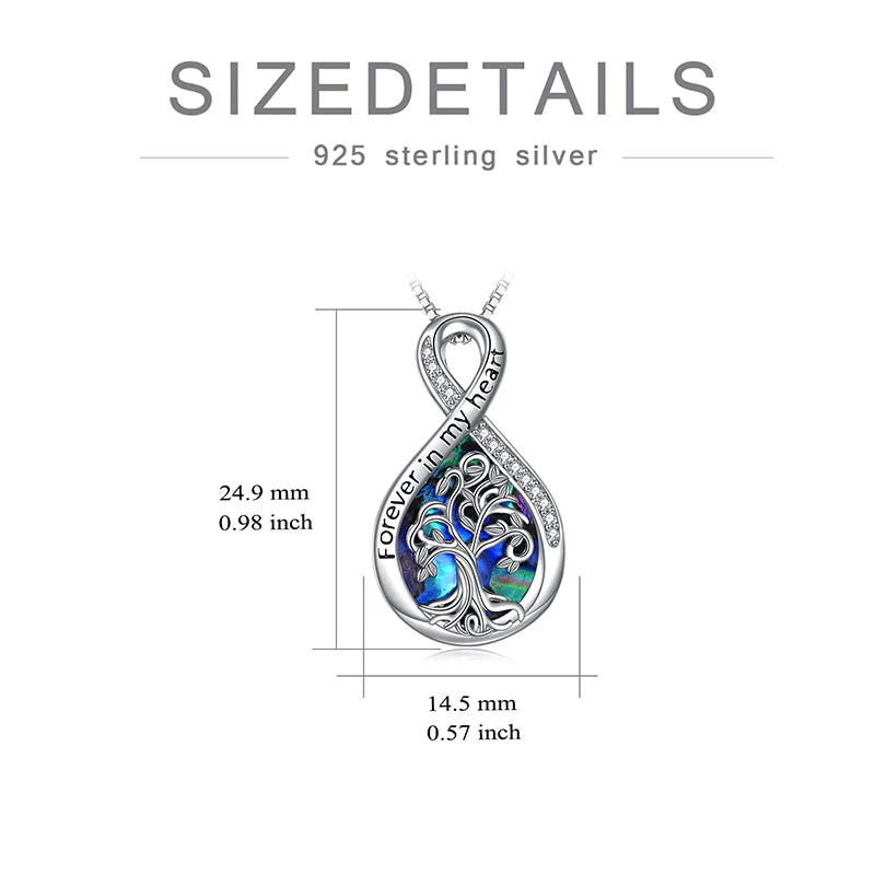 Tree of Life Urn Necklaces for Ashes Sterling Silver Abalone Shell Tree of Life Cremation Jewelry Memory Jewelry for Women Men - Image 27