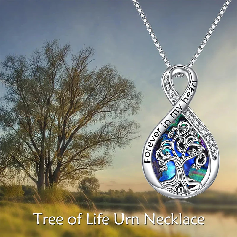 Tree of Life Urn Necklaces for Ashes Sterling Silver Abalone Shell Tree of Life Cremation Jewelry Memory Jewelry for Women Men - Image 29