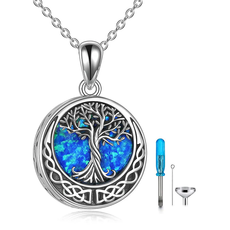 Tree of Life Urn Necklaces for Ashes Sterling Silver Abalone Shell Tree of Life Cremation Jewelry Memory Jewelry for Women Men - Image 36