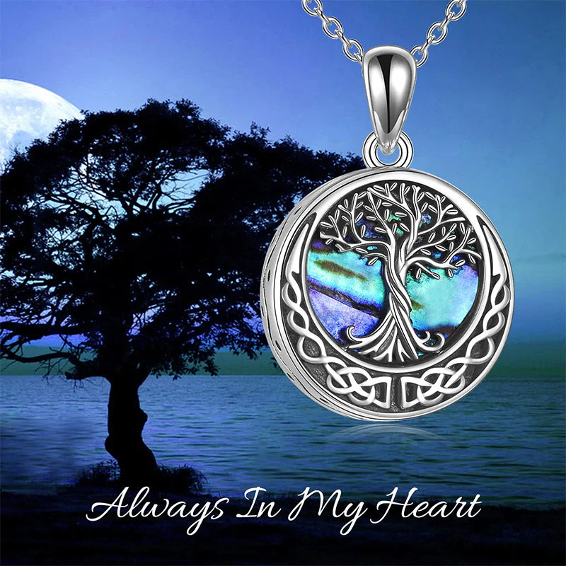 Tree of Life Urn Necklaces for Ashes Sterling Silver Abalone Shell Tree of Life Cremation Jewelry Memory Jewelry for Women Men - Image 4