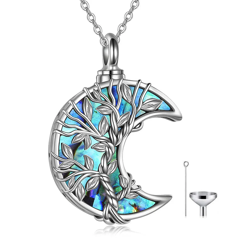Tree of Life Urn Necklaces for Ashes Sterling Silver Abalone Shell Tree of Life Cremation Jewelry Memory Jewelry for Women Men - Image 42