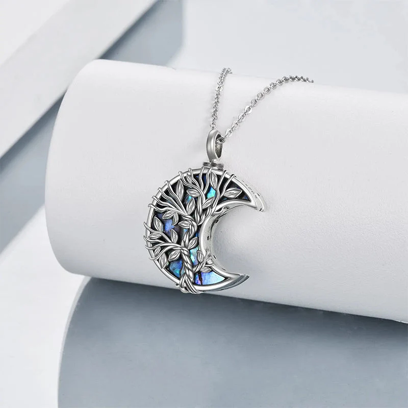 Tree of Life Urn Necklaces for Ashes Sterling Silver Abalone Shell Tree of Life Cremation Jewelry Memory Jewelry for Women Men - Image 43