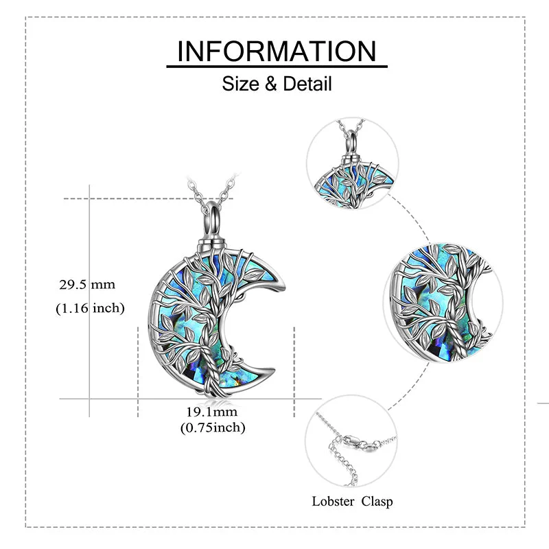 Tree of Life Urn Necklaces for Ashes Sterling Silver Abalone Shell Tree of Life Cremation Jewelry Memory Jewelry for Women Men - Image 47
