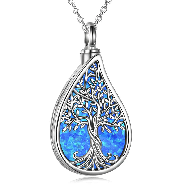 Tree of Life Urn Necklaces for Ashes Sterling Silver Abalone Shell Tree of Life Cremation Jewelry Memory Jewelry for Women Men - Image 54