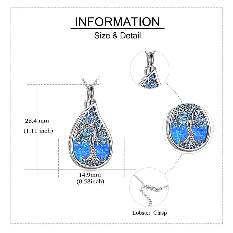 Tree of Life Urn Necklaces for Ashes Sterling Silver Abalone Shell Tree of Life Cremation Jewelry Memory Jewelry for Women Men - Image 59