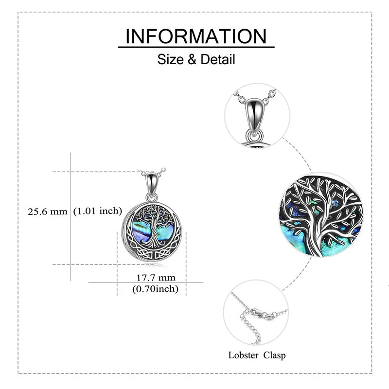Tree of Life Urn Necklaces for Ashes Sterling Silver Abalone Shell Tree of Life Cremation Jewelry Memory Jewelry for Women Men - Image 6