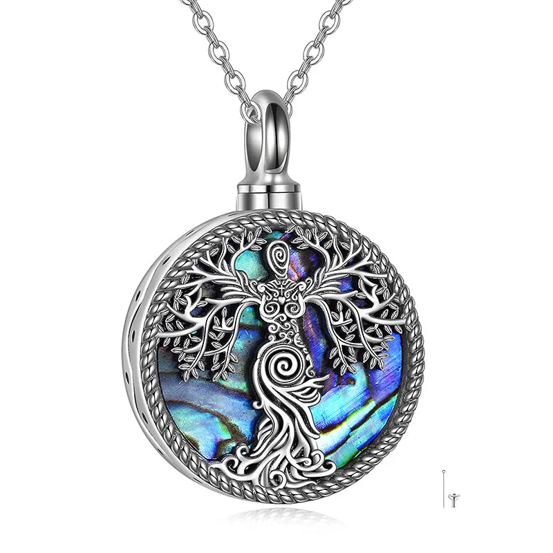 Tree of Life Urn Necklaces for Ashes Sterling Silver Abalone Shell Tree of Life Cremation Jewelry Memory Jewelry for Women Men - Image 7