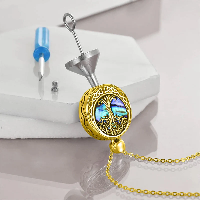 Tree of Life Urn Necklaces for Ashes Sterling Silver Abalone Shell Tree of Life Cremation Jewelry Memory Jewelry for Women Men - Image 73