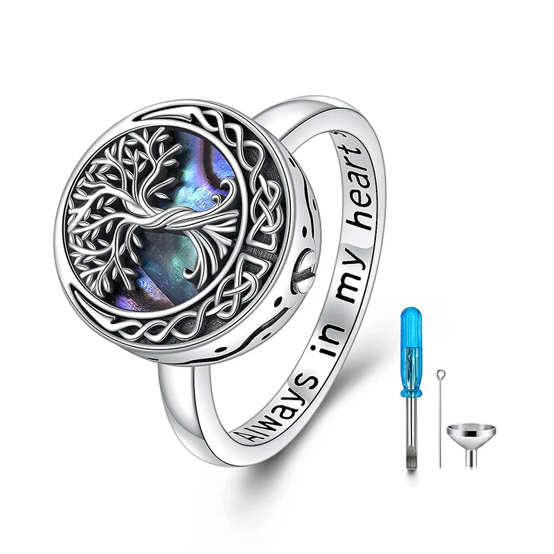 Tree of Life Urn Necklaces for Ashes Sterling Silver Abalone Shell Tree of Life Cremation Jewelry Memory Jewelry for Women Men - Image 77