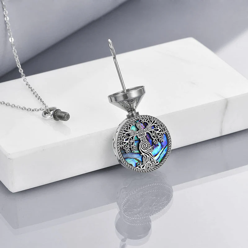 Tree of Life Urn Necklaces for Ashes Sterling Silver Abalone Shell Tree of Life Cremation Jewelry Memory Jewelry for Women Men - Image 8