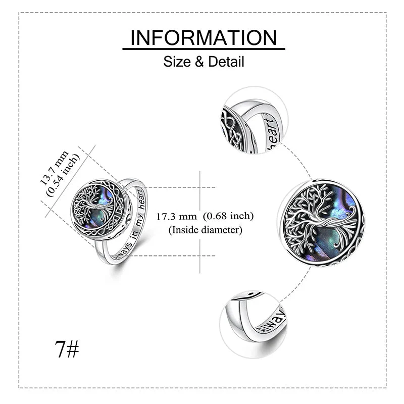 Tree of Life Urn Necklaces for Ashes Sterling Silver Abalone Shell Tree of Life Cremation Jewelry Memory Jewelry for Women Men - Image 81