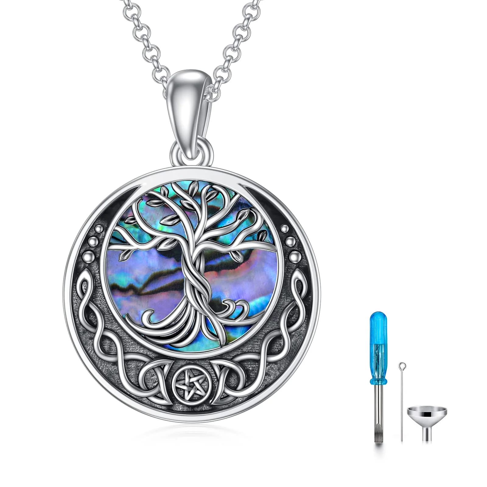 Tree of Life Urn Necklaces for Ashes Sterling Silver Abalone Shell Tree of Life Cremation Jewelry Memory Jewelry for Women Men - Image 82