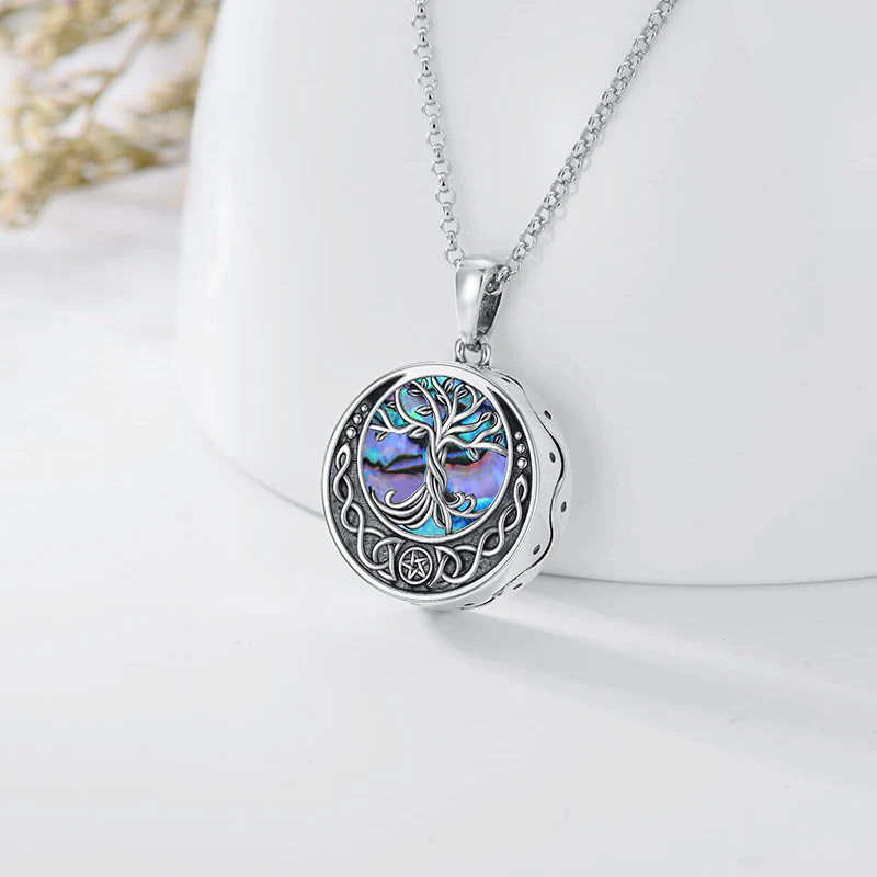 Tree of Life Urn Necklaces for Ashes Sterling Silver Abalone Shell Tree of Life Cremation Jewelry Memory Jewelry for Women Men - Image 84