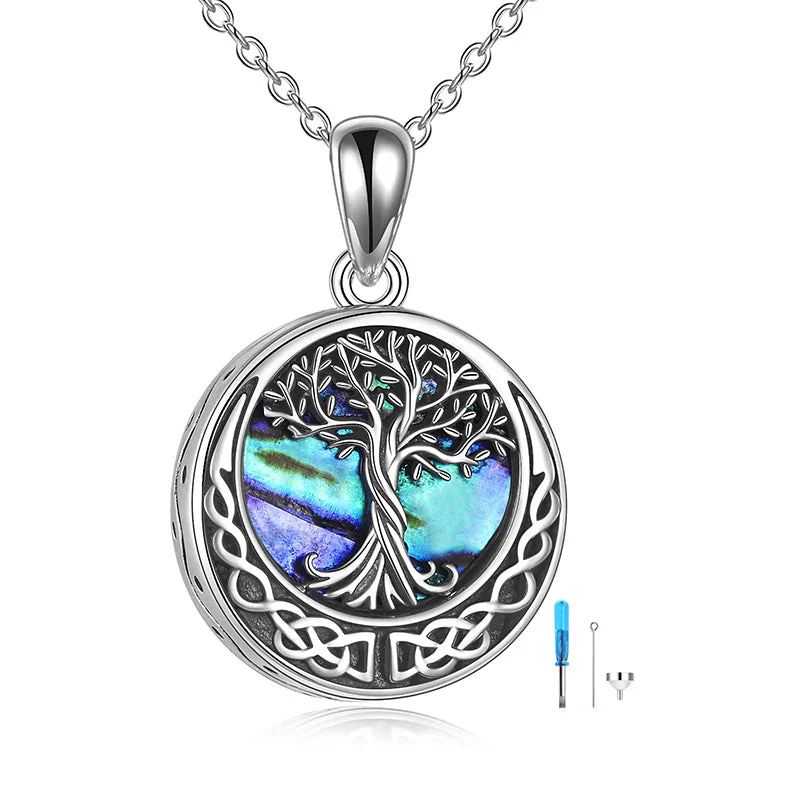Tree of Life Urn Necklaces for Ashes Sterling Silver Abalone Shell Tree of Life Cremation Jewelry Memory Jewelry for Women Men - Image 86