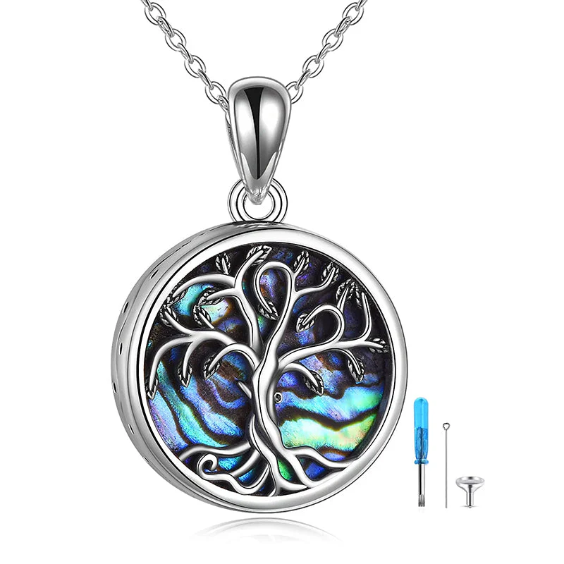 Tree of Life Urn Necklaces for Ashes Sterling Silver Abalone Shell Tree of Life Cremation Jewelry Memory Jewelry for Women Men - Image 87